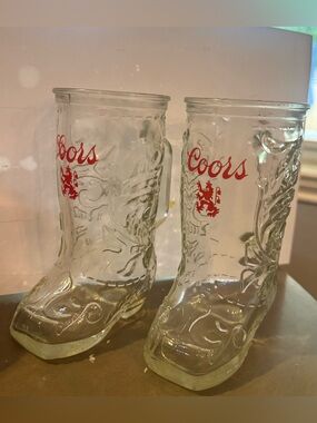 Vintage Coors Glass Boot Mugs